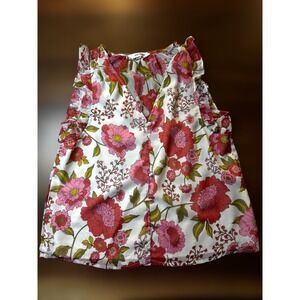 Steve Madden Floral Ruffle Sleeve‎ V-Neck Blouse Top Pink Red White Sheer